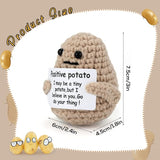 Mini Funny Positive Potato, 3 inch Knitted Potato Toy with Card Creative Cute Wool Inspirational Crochet Doll Cheer Up Gifts for Halloween Kids Friends Party Decoration Encouragement