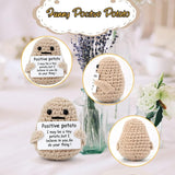 Mini Funny Positive Potato, 3 inch Knitted Potato Toy with Card Creative Cute Wool Inspirational Crochet Doll Cheer Up Gifts for Halloween Kids Friends Party Decoration Encouragement