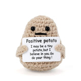 Mini Funny Positive Potato, 3 inch Knitted Potato Toy with Card Creative Cute Wool Inspirational Crochet Doll Cheer Up Gifts for Halloween Kids Friends Party Decoration Encouragement